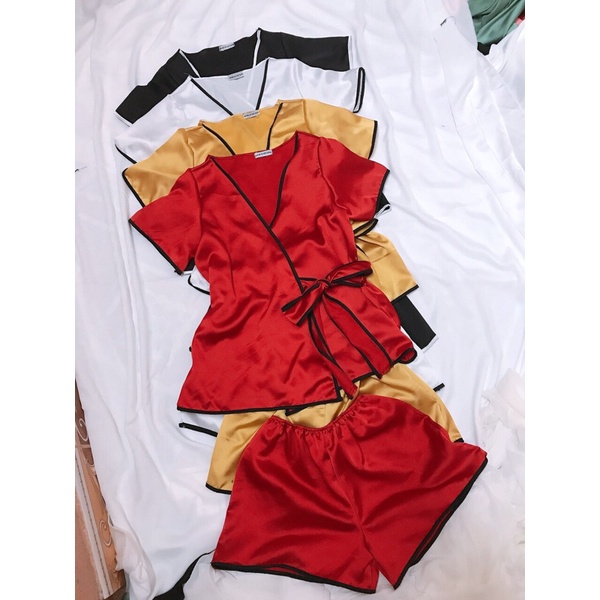 Bộ Nữ Cộc Tay Áo Vạt Chéo Cột Nơ Eo(kèm ảnh thật) | BigBuy360 - bigbuy360.vn