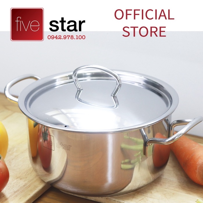 Nồi inox 3 đáy sandwich inox 430 cao cấp Fivestar Standard bếp từ nắp inox  (16cm/18cm/20cm/24cm/26cm/28cm/30cm )