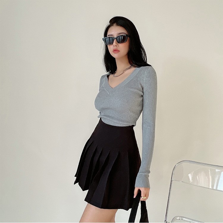 Cocory vn Chân Váy Xếp Ly Lưng Cao Trơn Màu 151fashionsale1 10K 50K size XS-2XL Cho Nữ