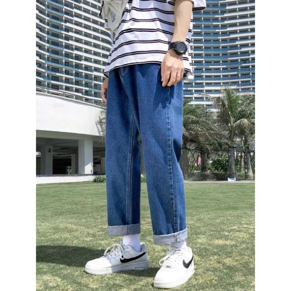 Quần jean bò baggy nam nữ ống suông rộng Unisex hàng Quảng Châu phong cách Hàn Quốc sành điệu style năm 2022 SKShop22