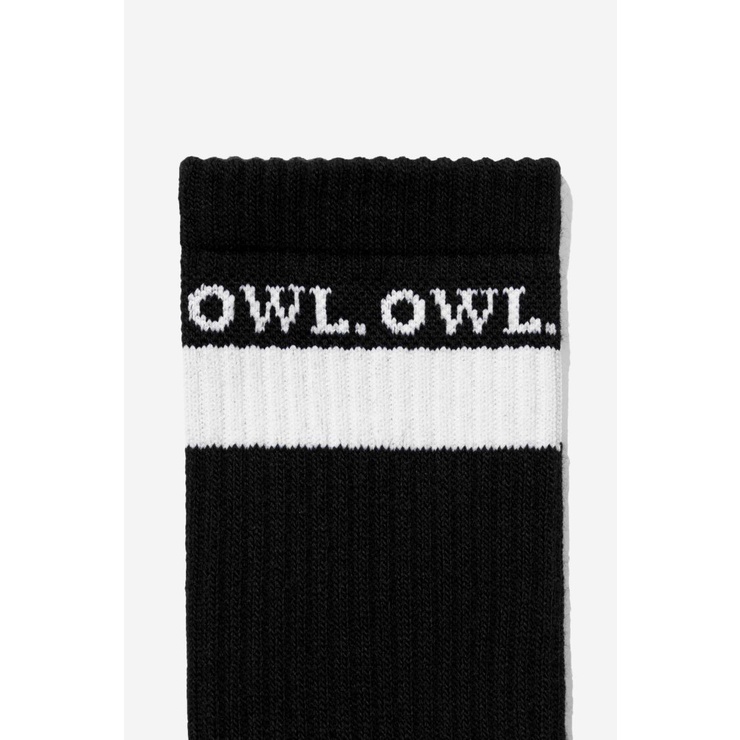 OWL BRAND® STRIPE SOCK - Combo hai tất cổ trung màu Đen - OWL101121