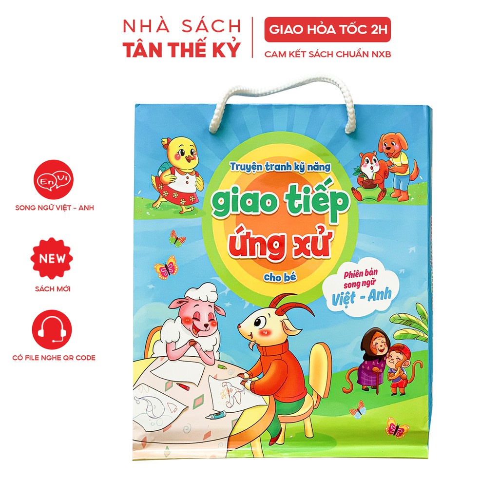 Sách - Truyện tranh kỹ năng giao tiếp ứng xử cho bé song ngữ Việt Anh (Bộ 10 quyển)