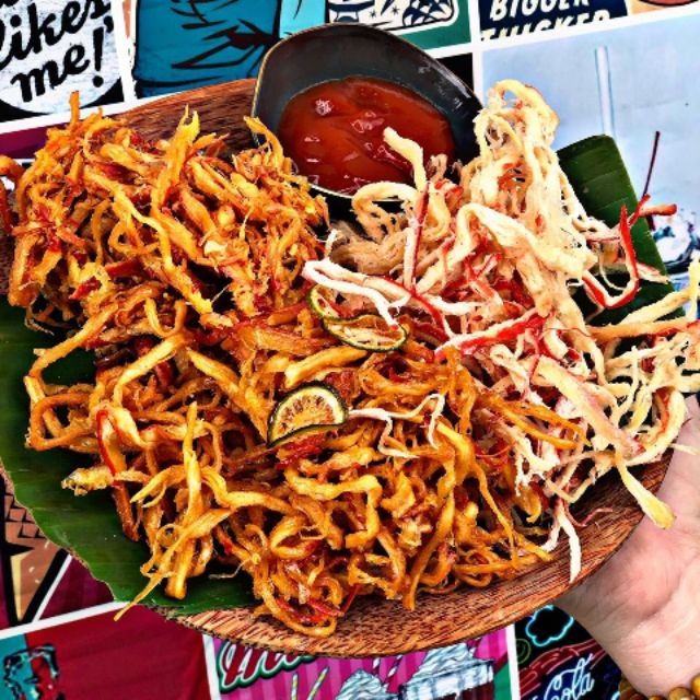 Mực sợi mix 3 vị, mực hấp dừa + mực bơ tỏi + mực tomyum, ăn liền | BigBuy360 - bigbuy360.vn