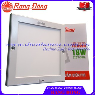 Đèn LED Ốp trần mỏng vuông cảm biến 18W Rạng Đông 22x22cm cao cấp