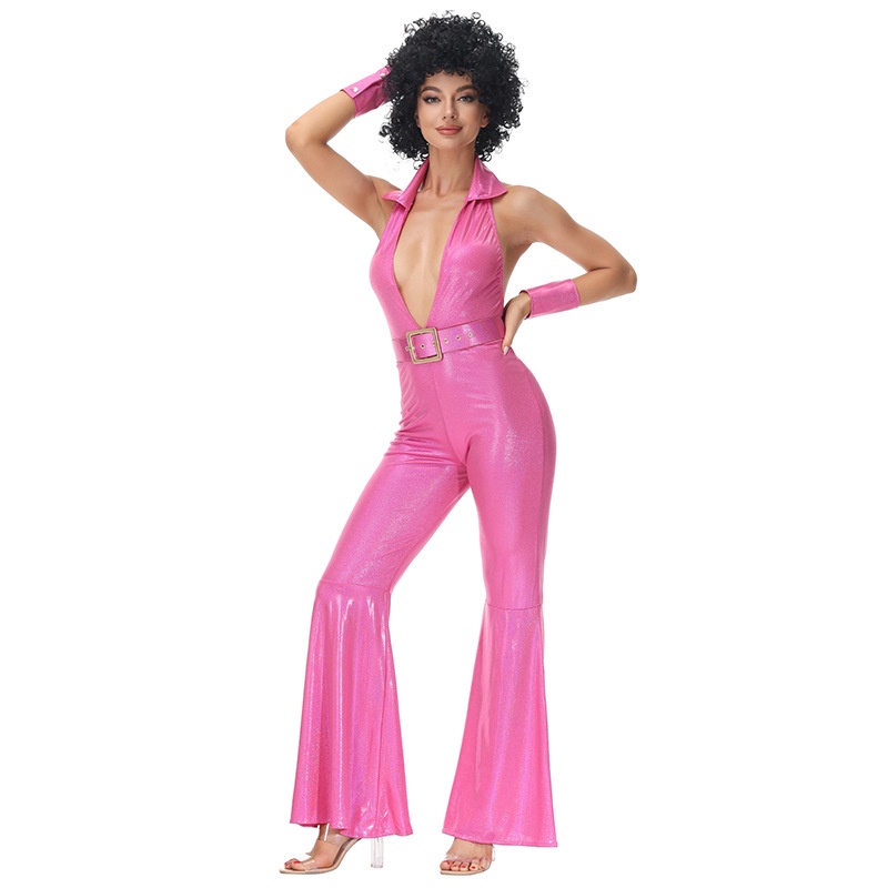 Neu! Hippie disco quần Áo liền quần bar ds trang phục retro đến những năm 70 hippie disco one-piece quần ống loe trang phục sân khấu
