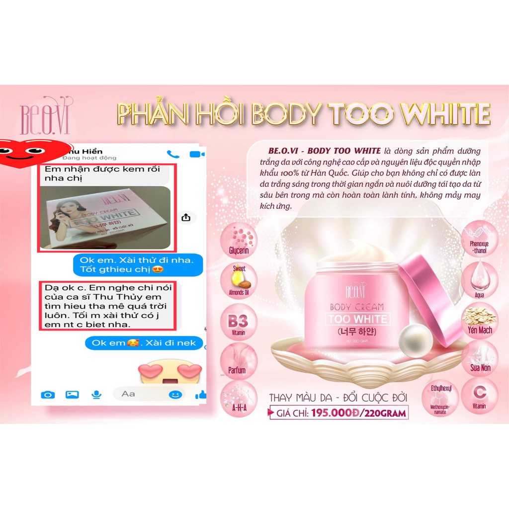 Kem Body Trắng Da Cấp Tốc TOO WHITE DƯỠNG TRẮNG DA TOÀN THÂN - PINK NATURAL BEAUTY | BigBuy360 - bigbuy360.vn