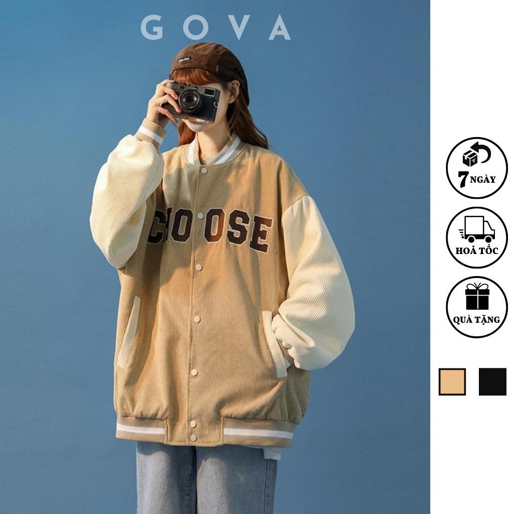 Áo Bomber Nhung Gân CHOOSE form rộng ulzzang áo khoác Nhung nam nữ cực đẹp GOVA
