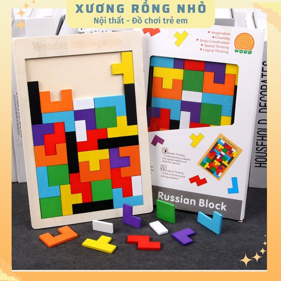 Đồ Chơi Xếp Hình Thông Minh, Đồ Chơi Xếp Gạch bằng gỗ - Xương Rồng Nhỏ