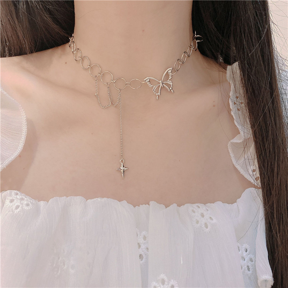 Dây chuyền hợp kim dáng dài trang trí mặt bướm xinh xắn thời trang