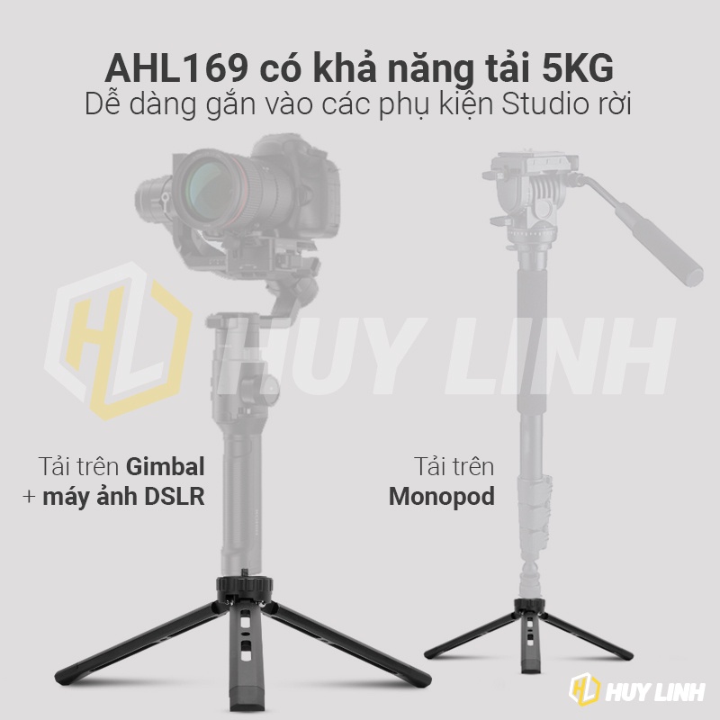 Tripod mini Andoer AHL169 full kim loại gấp gọn thông minh đầu chuyển 1/4 inch tải 5kg Webcam, Camera, DSLR. Máy chiếu