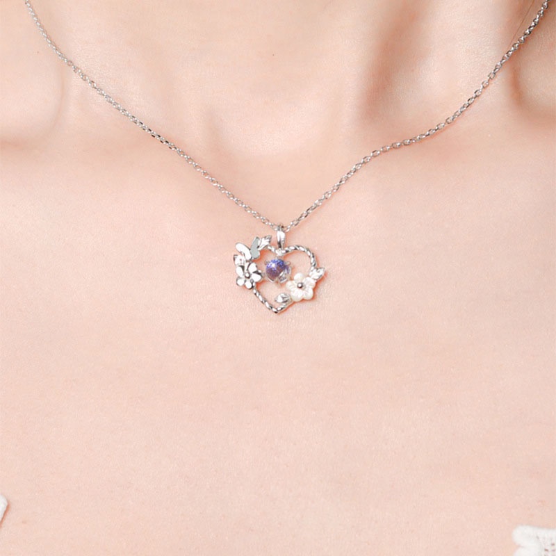 Dây Chuyền Bạc Blue Peach My Heart DC659