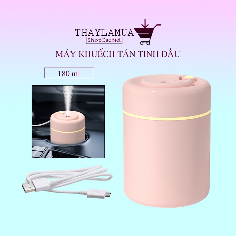 Máy xông tinh dầu - Máy phun sương mini H6 tạo ẩm để bàn có đèn LED dung tích 180ml (MCD180)