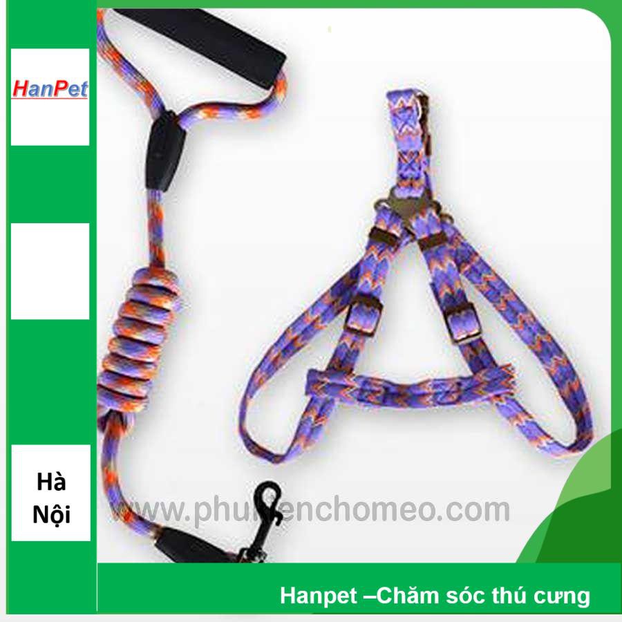HN-SP1264 – Dây dắt chó tròn - Dây tam giác yên ngựa nhiều màu (hanpet 4711708)Size 0.8 : phù hợp 3-6kg