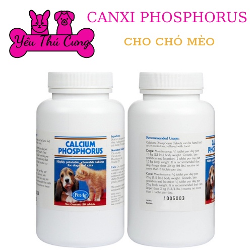 CANXI PHỐT PHO PETAG CHẮC XƯƠNG CHÓ MÈO  - Calcium Phosphorus 50 viên - YÊU THÚ CƯNG