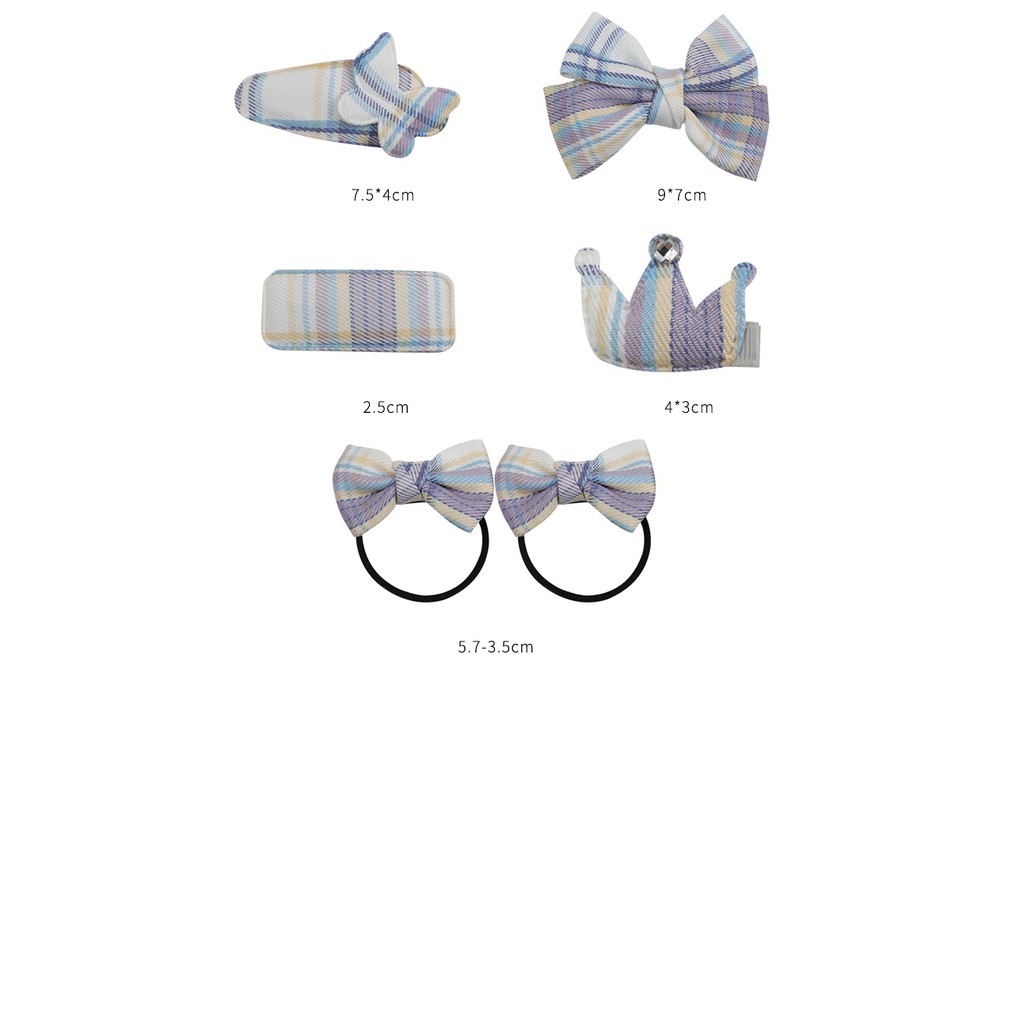 Set Kẹp Tóc Hàn Quốc Siêu Xinh Bằng Vải Sọc Caro Gồm 4 Kẹp Tóc Khác Nhau Và 2 Dây Buộc Tóc Hình Nơ Đáng Yêu Cho Mẹ Và Bé