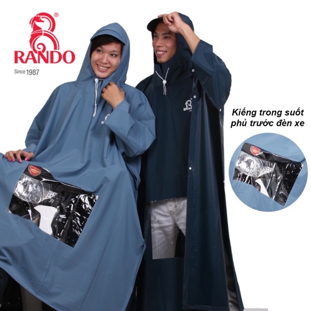 Áo mưa poncho cao cấp cổ rùa có kiếng đèn