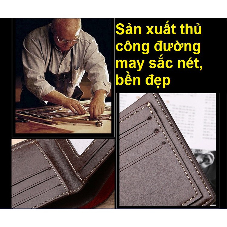 Ví nam chất đẹp thời trang cao cấp. Bóp da PU nhiều ngăn phong cách trẻ sành điệu gu nam tính nhập khẩu chính hãng