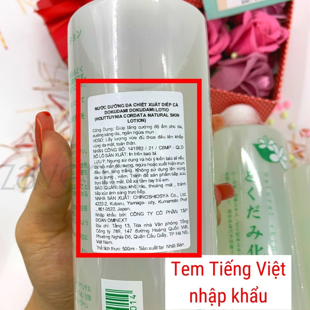 Nước Hoa Hồng DOKUDAMI Toner Diếp Cá Natural Skin Lotion Nhật Bản Giảm Viêm Ngừa Mụn (500ml)