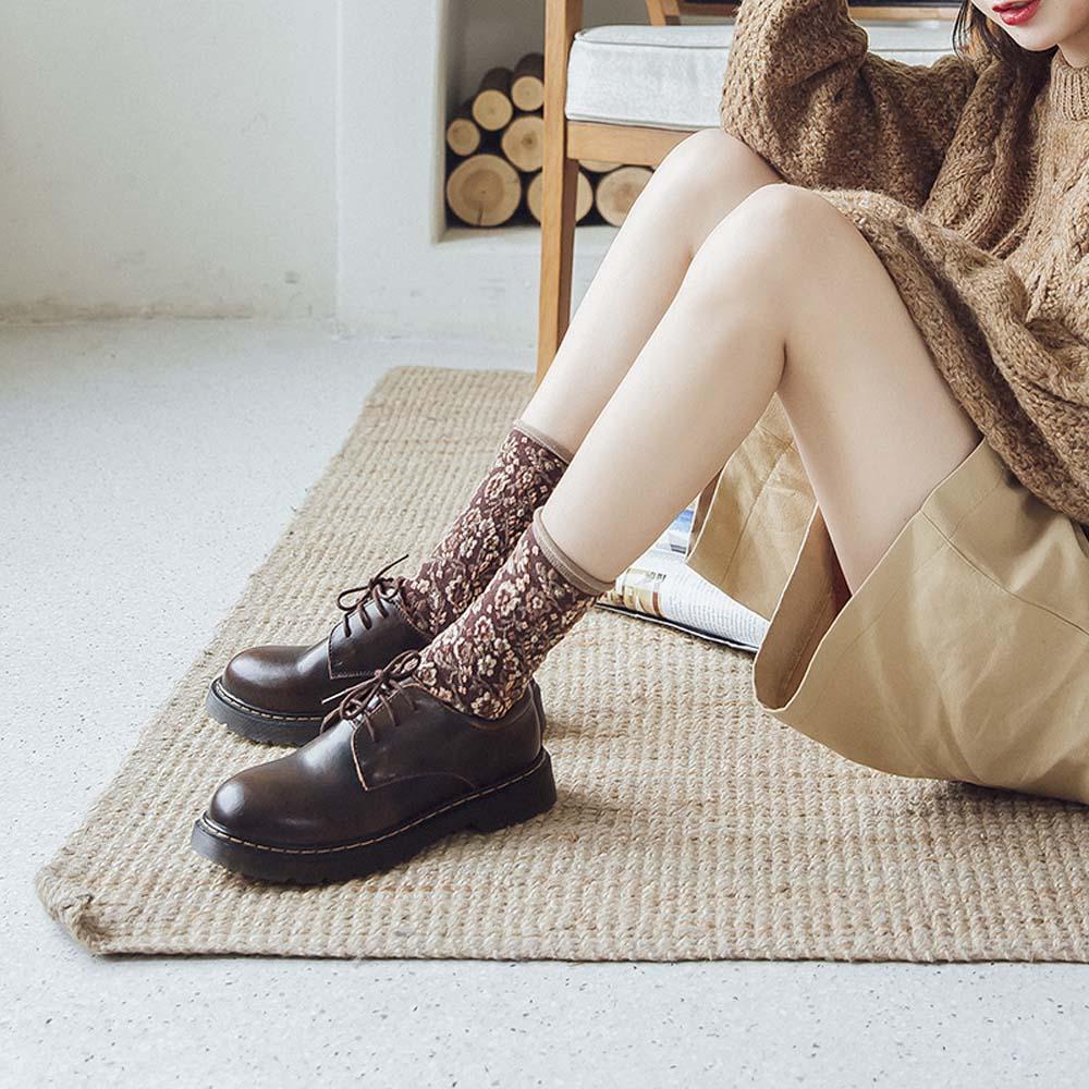 AROMA Đôi Vớ Cotton Thêu Hoa Phong Cách Hàn Quốc Thời Trang Cho Nữ