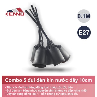 Bộ 5 đui đèn kín nước 27LD dây dài 10cm đui đèn ngoài trời