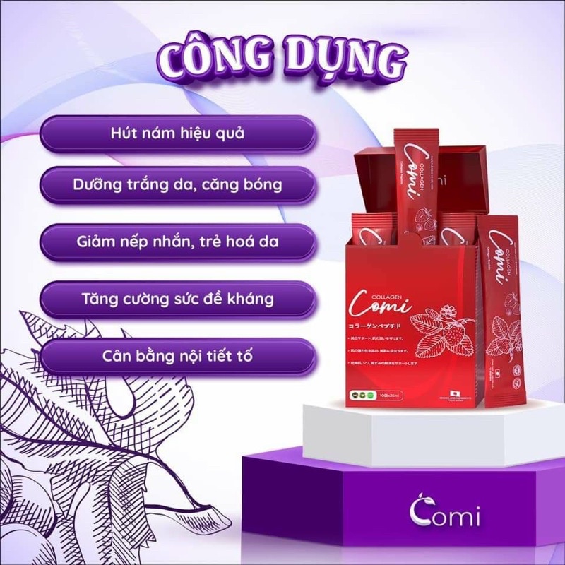 Collagen Comi Nhật Bản, trắng da chống lão hóa (Hộp 10 gói) - 1h tặng 1 nạ cừu