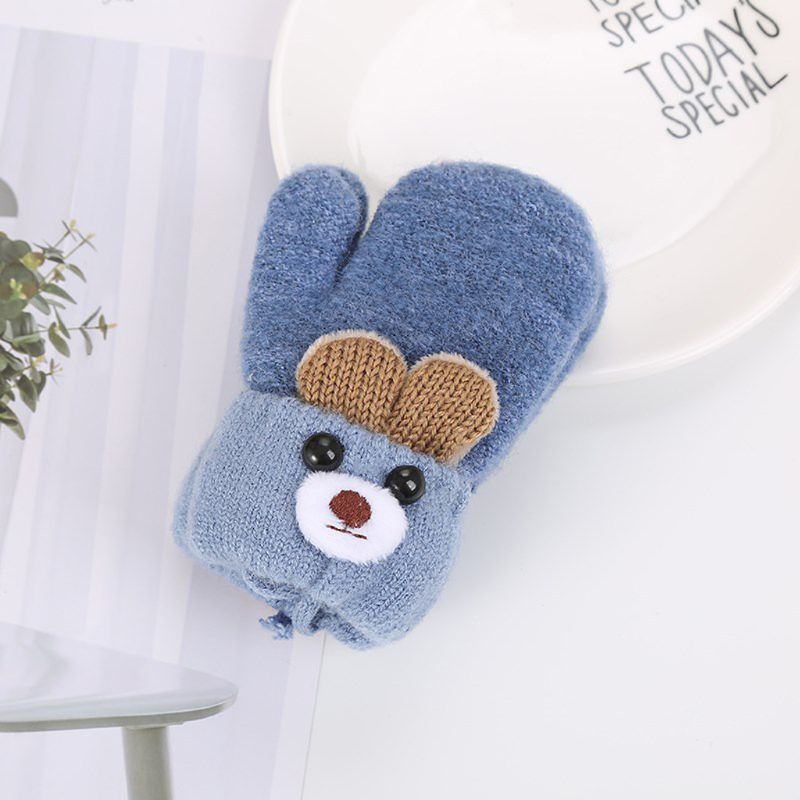 Găng Tay Giữ Ấm Mùa Đông Mềm Mại Dày Dặn Họa Tiết Động Vật Hoạt Hình Dễ Thương