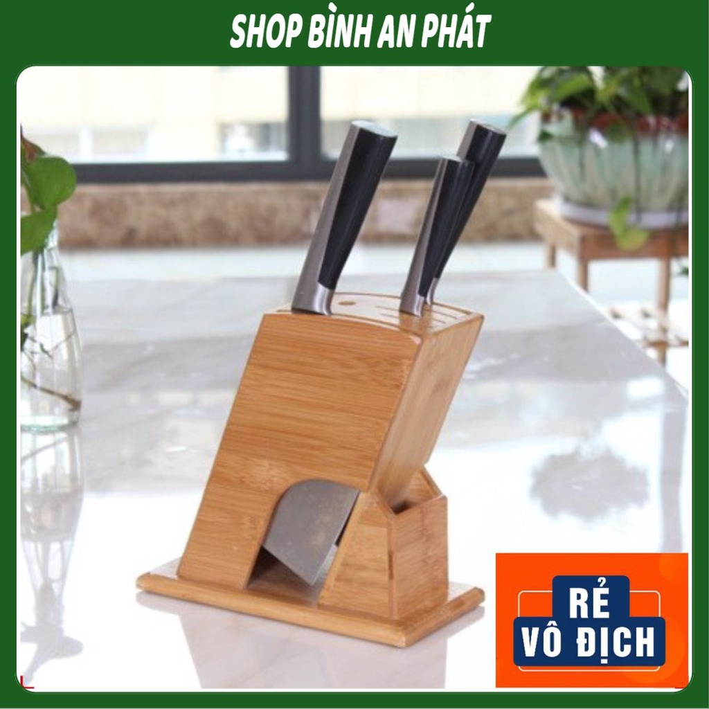 Ống Cắm Dao - Đũa Hình Chữ Nhật Nghiêng Làm Bằng Gỗ Tre Tự Nhiên, Thiết Kế Hiện Đại Tỉ Mỉ