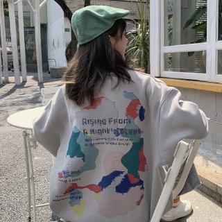 Áo sweater Hàn Quốc dáng rộng cổ tròn in hình ngộ nghĩnh