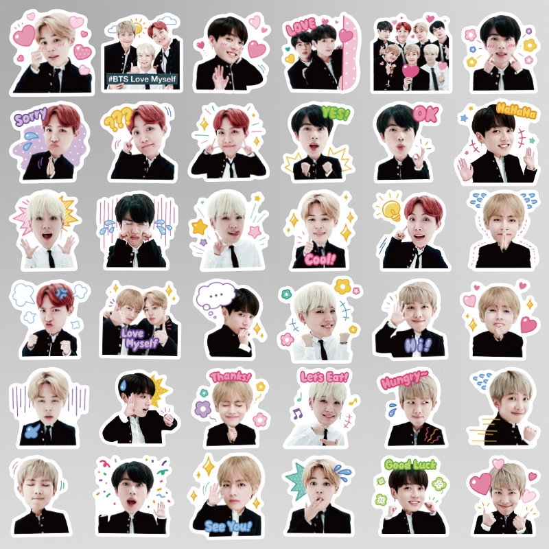 Set 40 miếng dán trang trí laptop điện thoại hình nhóm nhạc Kpop BTS
