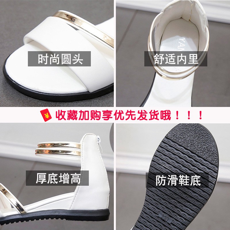 Giày Sandal Đế Xuồng Dày Dặn Phối Khóa Kéo Sau Lưng Thời Trang Cho Nữ