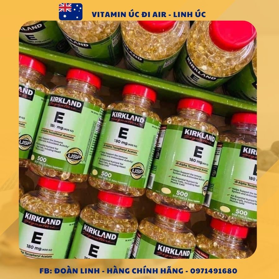 Viên Uống Vitamin E 400 IU 500 Viên Kirkland Của Mỹ, Hàng chuẩn Mỹ, Vitamin E Mỹ 500v Kirkland 400ui hỗ trợ làm đẹp da