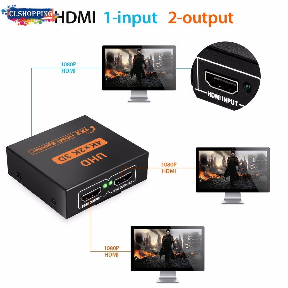 Bộ chuyển đổi HDMI 4K 1080p 1X2 1X4 ra hai màn hình cho HDTV DVD PS3 Xbox