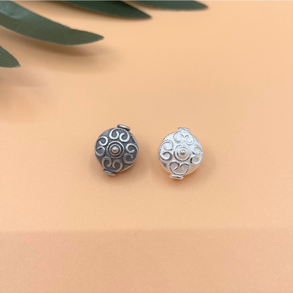 Charm nối hình oval có hoa văn 4 trái tim - Charm Bạc 925 - Mã CB805 CA727