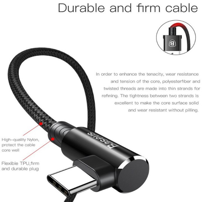 Cáp sạc nhanh điện thoại Type-C nhãn hiệu Baseus CATMVP dây dài 1m - HÀNG CHÍNH HÃNG