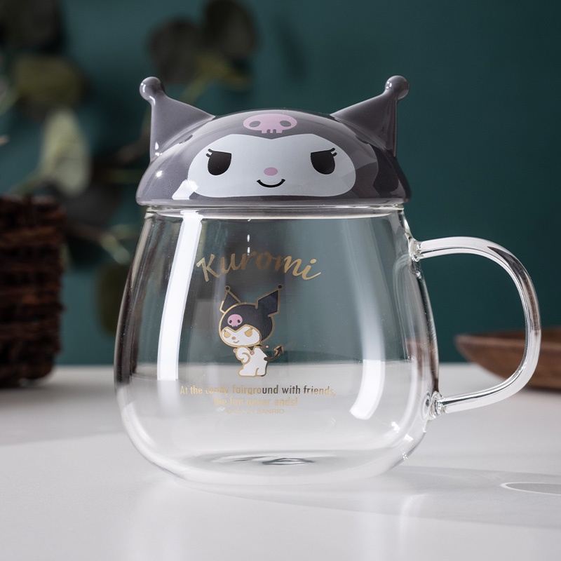 Bát Ăn Cơm Có Nắp Và Muỗng Đũa Bằng Gốm Sứ In Hoạt Hình Kuromi Dễ Thương Sáng Tạo Dành Cho Bé Gái