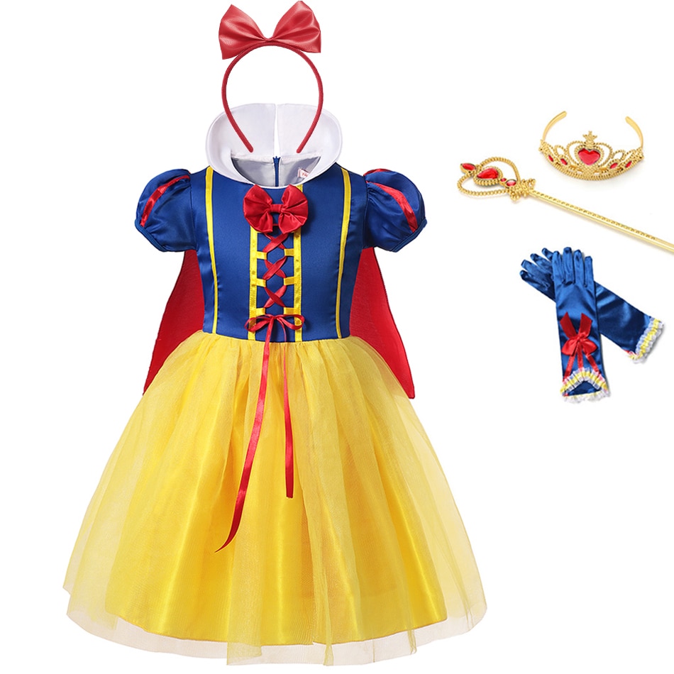 Đầm Hóa Trang Công Chúa Bạch Tuyết Kèm Áo Choàng Chất Liệu Cotton Cho Bé