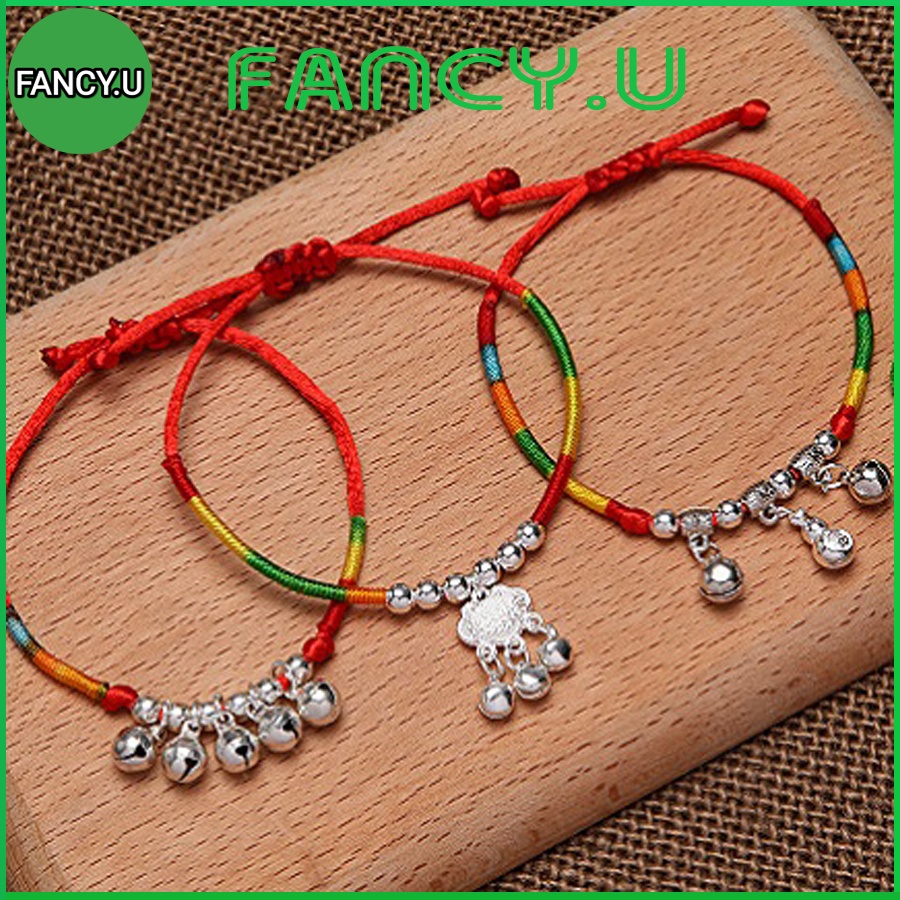Vòng Chân Vòng Tay Trẻ Em Người Lớn Chỉ Đỏ Ngũ Sắc Gắn Khóa Trường Mệnh , Lục Lạc , Hồ Lô Cầu May Mắn Bình An VT-05