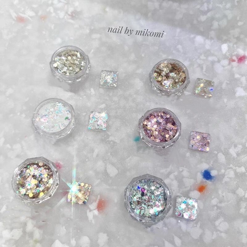 phụ kiện nhũ siêu sáng 6 màu trang trí nail