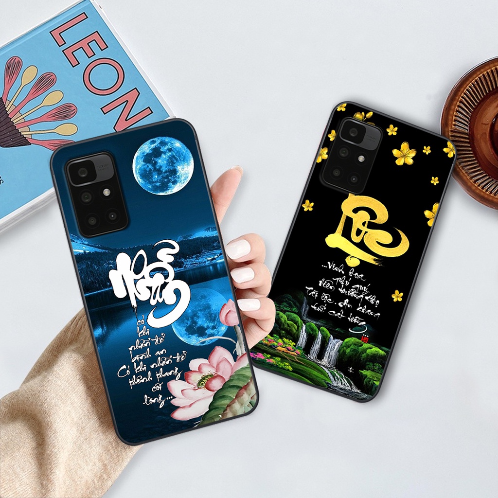 Ốp lưng Xiaomi Redmi 10 phiên bản cha mẹ - vợ chồng- chữ thư pháp Tâm, nhẫn, phúc lộc thọ cực đẹp và ý nghĩa