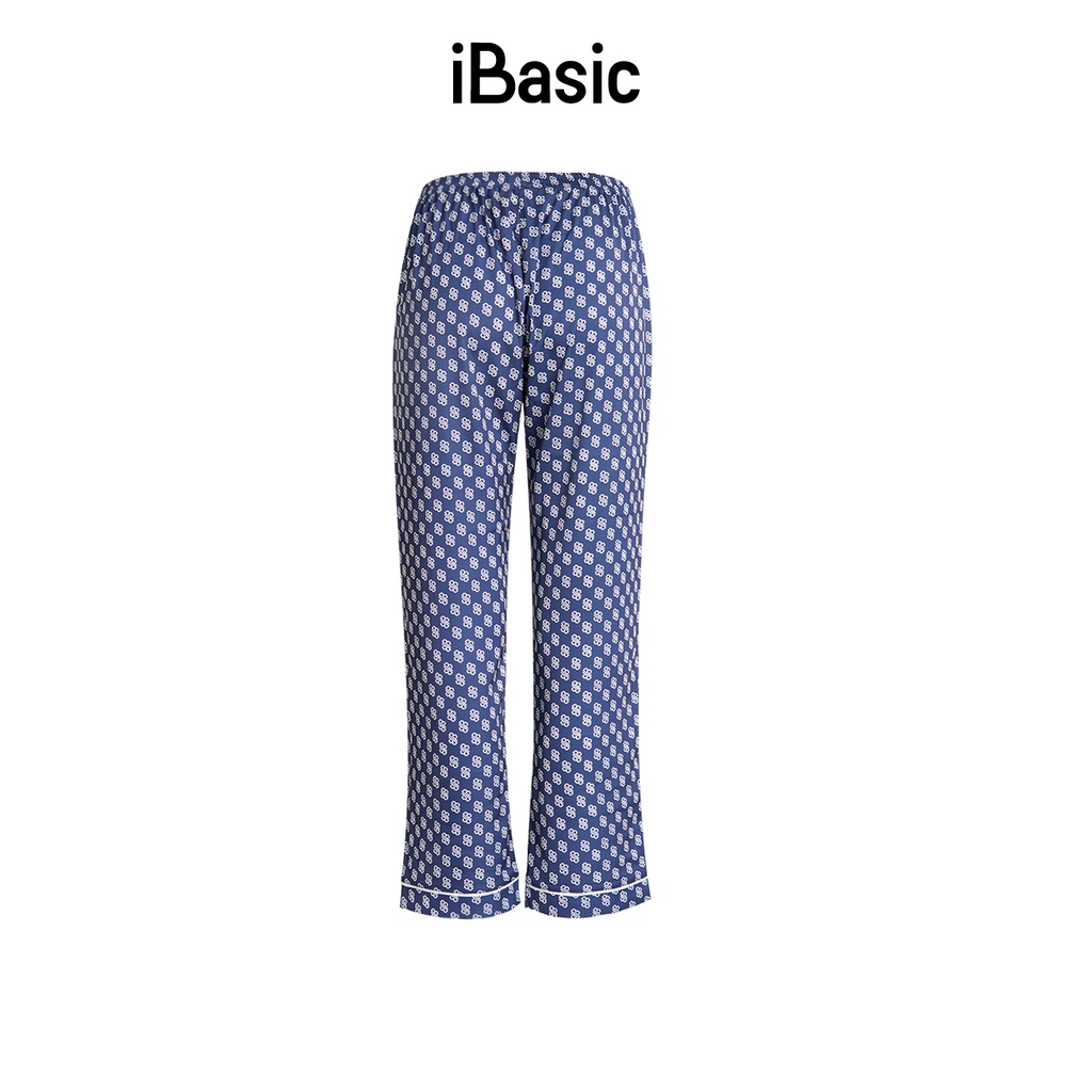Quần dài pyjama lụa Satin ngắn hoạ tiết icon iBasic HOMW029B