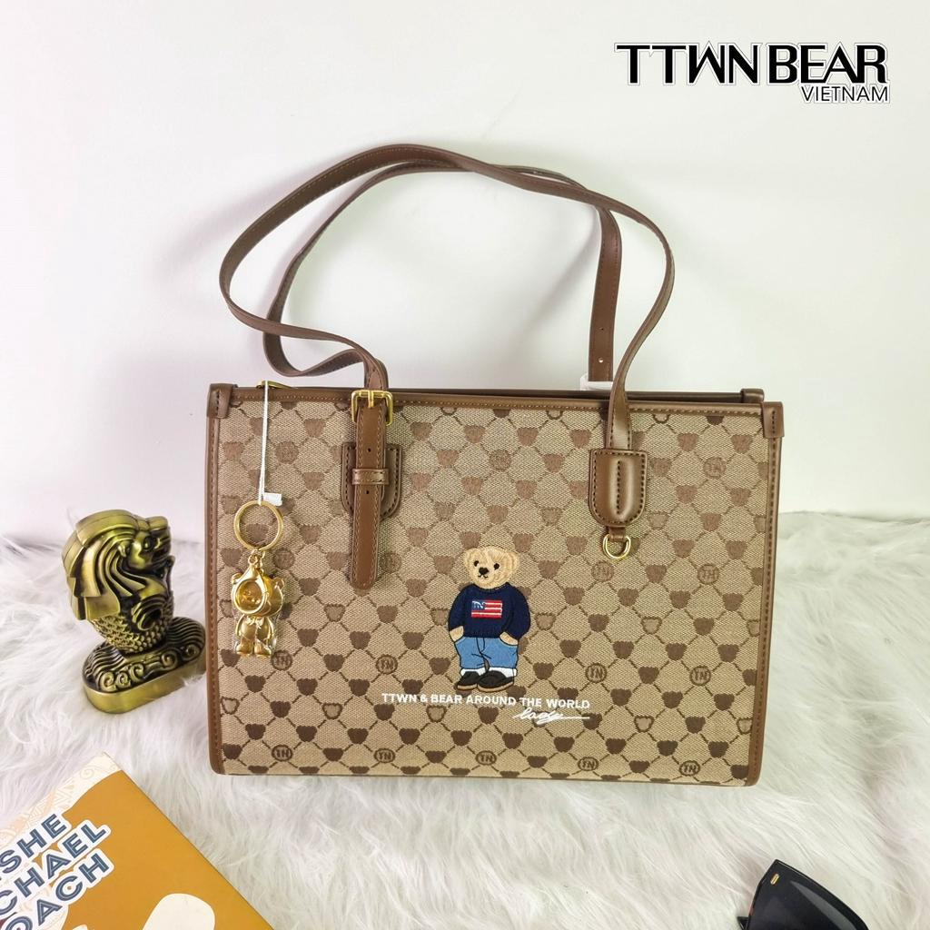 Túi tote TN3079 da thời trang công sở charm gấu TTWN BEAR