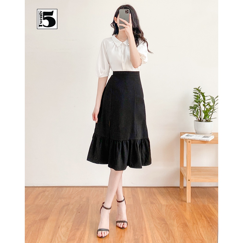 Áo sơ mi nữ công sở tay bồng cổ đức nhún chân Twentyfive T150