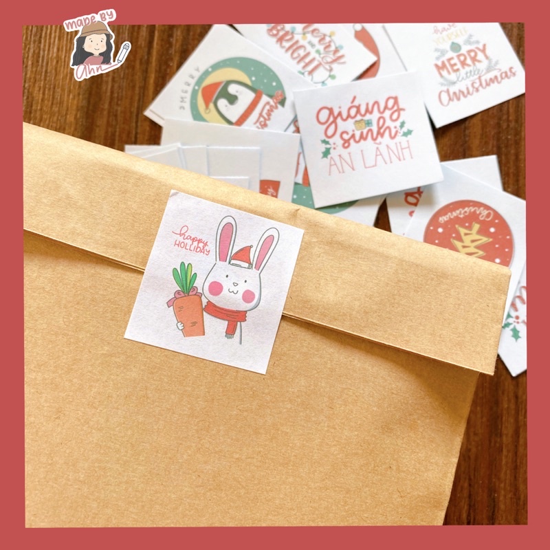 Set 35 Sticker GIÁNG SINH trang trí gói quà, dán niêm phong gói hàng - MADE BY AHN thiết kế