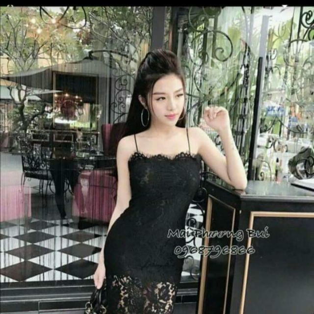 Đầm body 2 dây ren 2 lớp