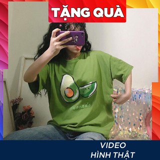 Áo thun tay lỡ freesize  nữ phông form rộng Unisex, mặc lớp, nhóm, cặp in chữ avocado hình quả bơ xanh