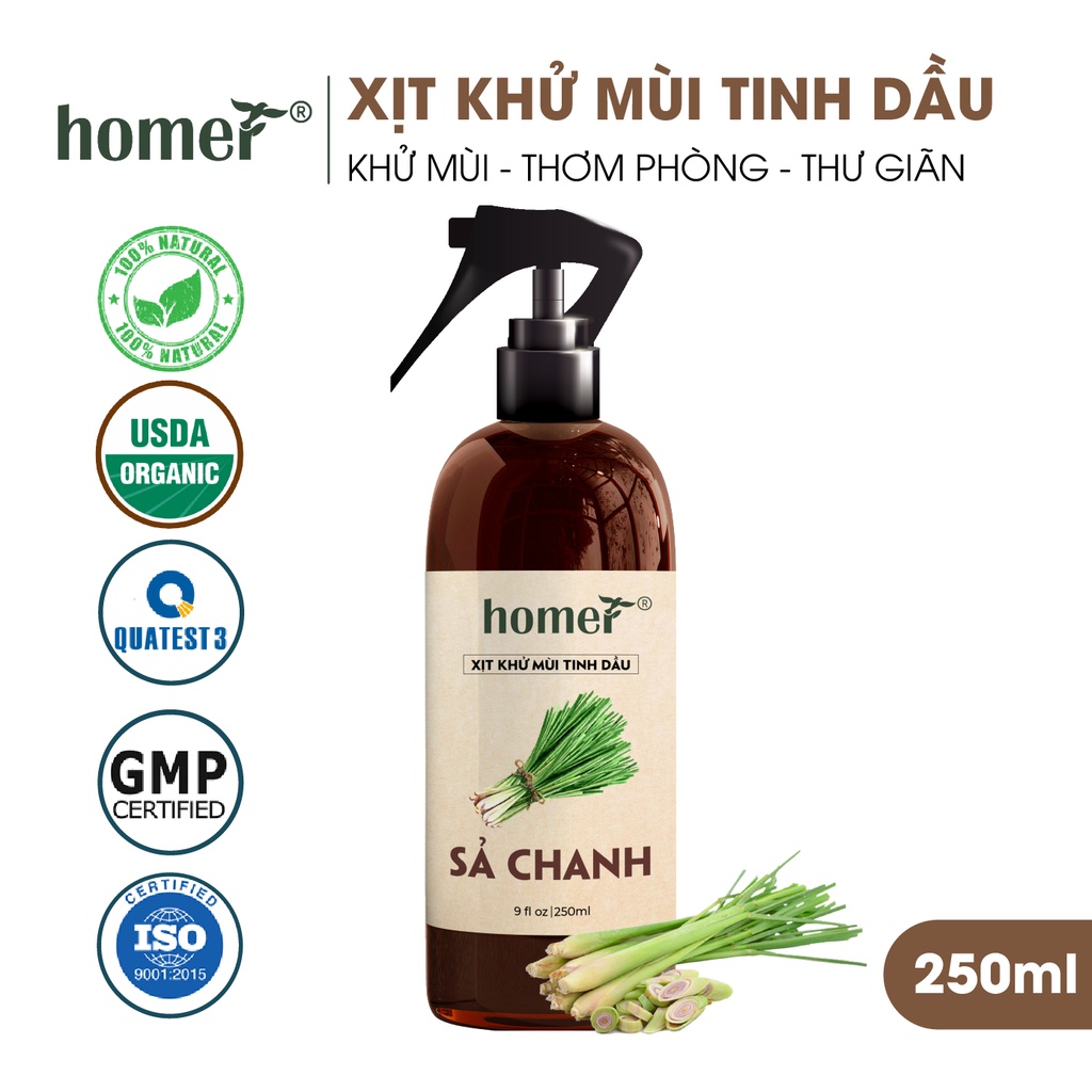 Xịt khử mùi tinh dầu Homer Thiên nhiên - Dung tích 250ml