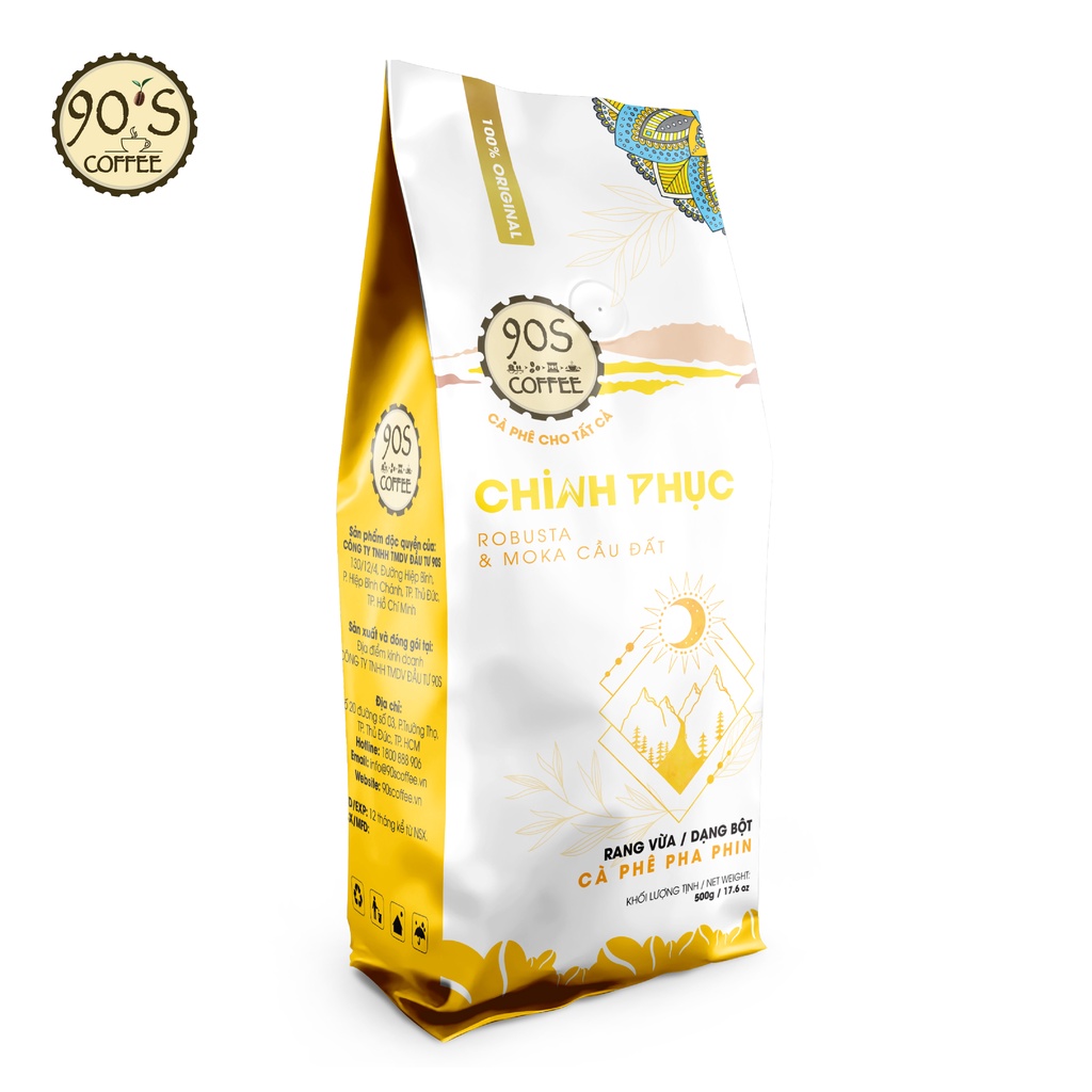 Túi 500Gr Cà Phê Chinh Phục Rang Mộc Nguyên Chất Cao Cấp Chuyên Pha Phin |100% CàPhê Sạch| 90S Coffee Vietnam