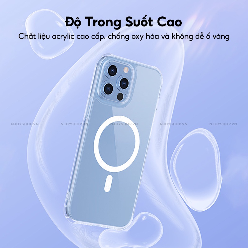 Ốp Lưng Trong Suốt Ultra Hybrid Magnetic Hỗ Trợ Sạc Không Dây Từ Tính Chống Sốc Bảo Vệ Camera 13 Pro Max Njoyshop
