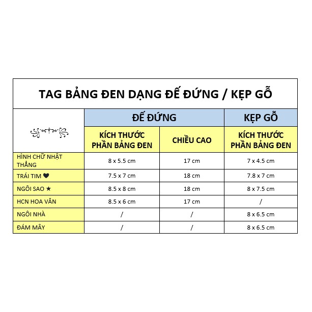 Tag bảng đen ghi tên shop dạng kẹp gỗ / đế đứng [10 MẪU] Phụ kiện chụp ảnh, trang trí