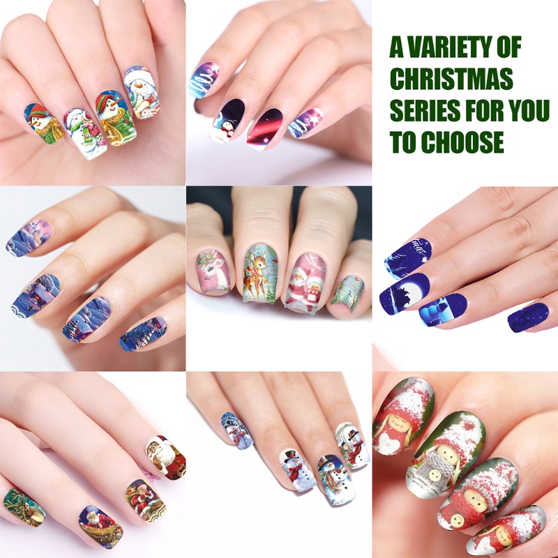 Miếng Dán Trang Trí Móng Tay Tự Dính Họa Tiết Người Tuyết Dễ Thương